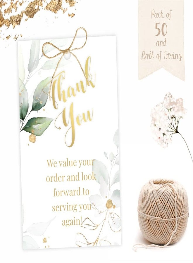 Chic a Choc Thank You For ordering with us (Tag on Social Media tags) Gift Tags. Beautiful floral watercolour theme. Pack of 50. With Jute String. For Order Supplies, Gift Box, Cake Box and Mithai Box. - Image 2